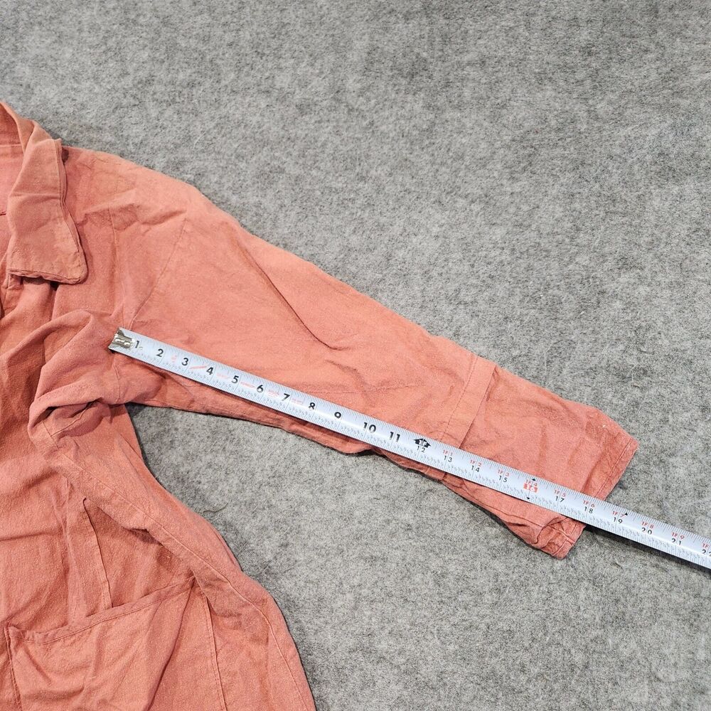 VTG Bluefish Womens 1 Hemp Linen Red Button Up Shirt Jacket Oversized - Picture 9 of 14